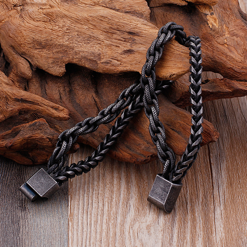 Fashion High Quality Cool Men 316L Fine Stainless Steel Link Black Chain Bracelets