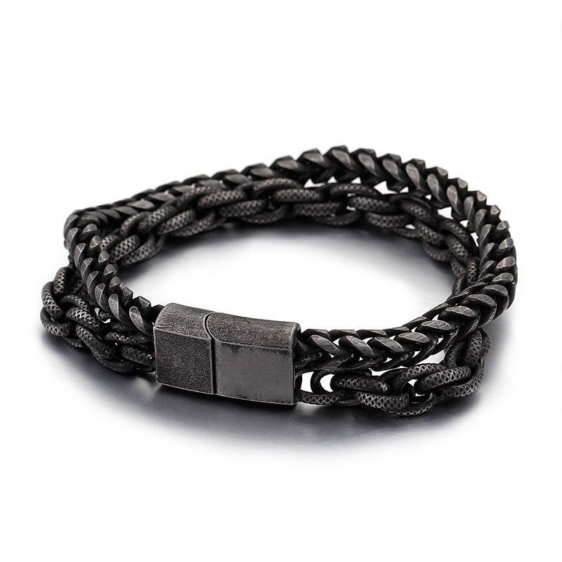 Fashion High Quality Cool Men 316L Fine Stainless Steel Link Black Chain Bracelets