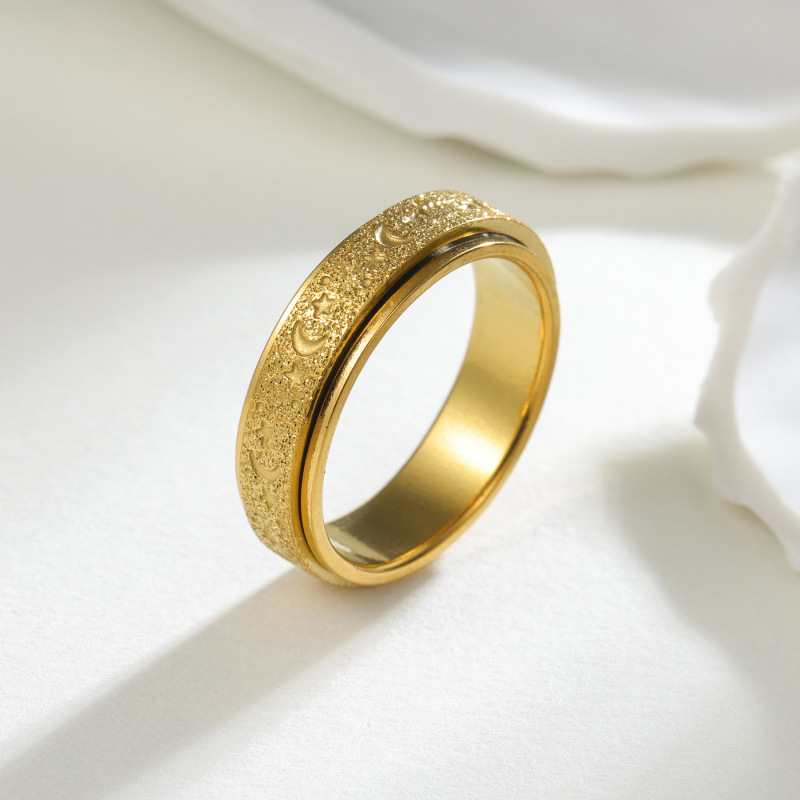 Fashion Men Women Stainless Steel Frosting Sand Circle Band Finger Rings Jewelry