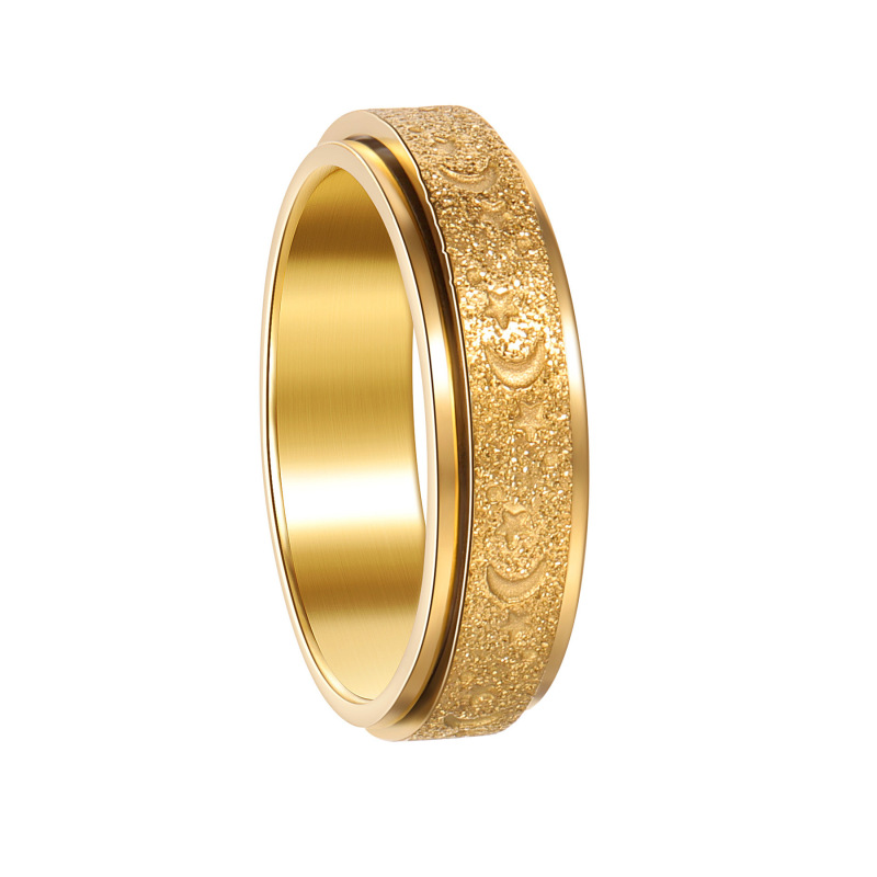 Fashion Men Women Stainless Steel Frosting Sand Circle Band Finger Rings Jewelry
