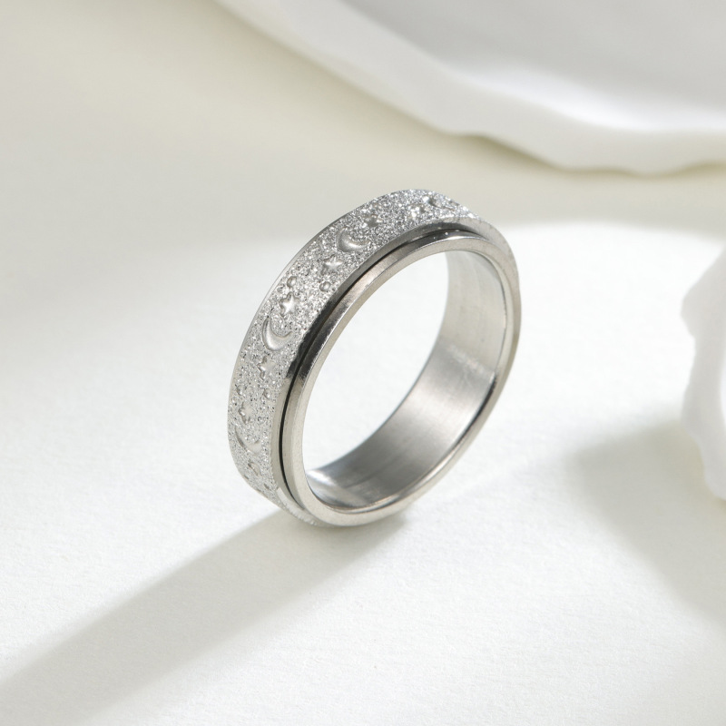 Fashion Men Women Stainless Steel Frosting Sand Circle Band Finger Rings Jewelry