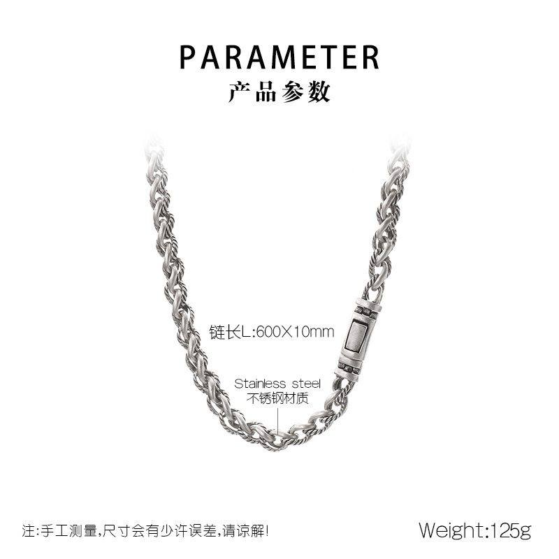 Fashion Cool Men Silver Gold Black 316L Stainless Steel Braided Thick Popcorn Chain Necklace Jewelry