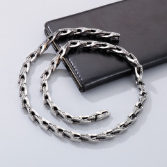 Fashion Cool Men Retro Silver 316L Stainless Steel Link Snake Chain Necklace Jewelry