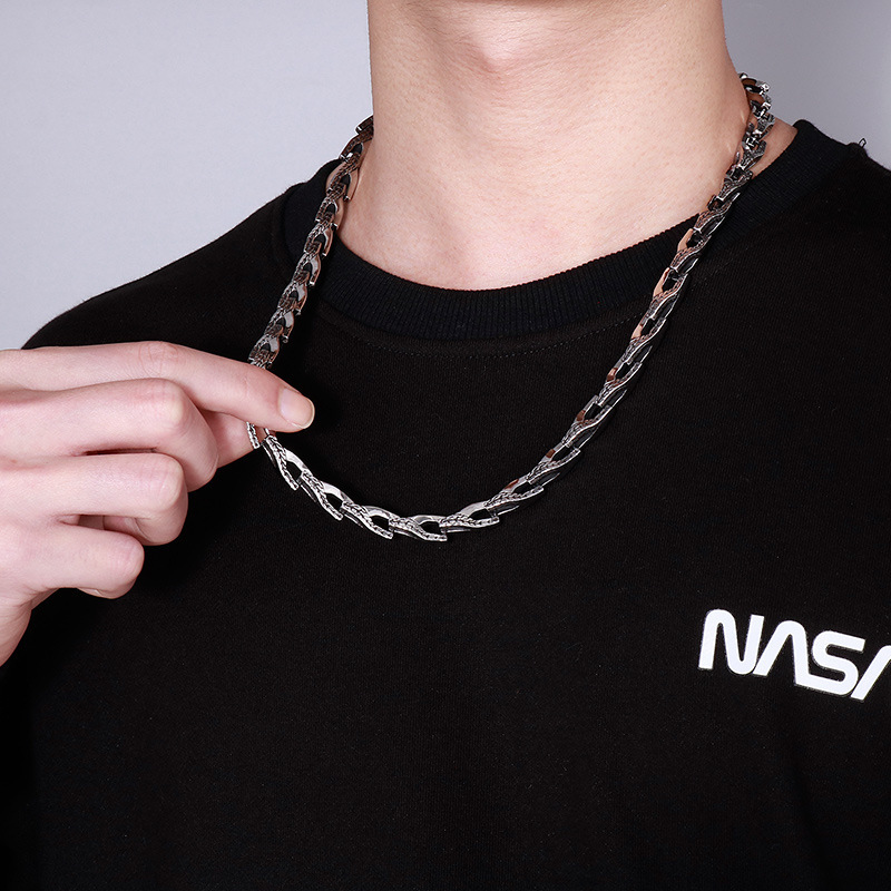 Fashion Cool Men Retro Silver 316L Stainless Steel Link Snake Chain Necklace Jewelry