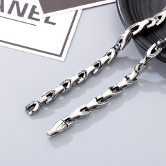 Fashion Cool Men Retro Silver 316L Stainless Steel Link Snake Chain Necklace Jewelry