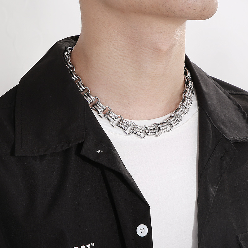 Fashion Cool Men Women Retro 316L Stainless Steel Link Retro Charms Chain Choker Necklace Jewelry