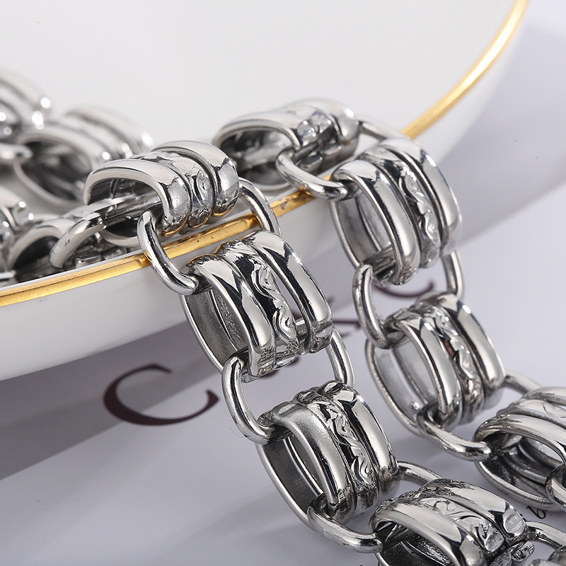 Fashion Cool Men Women Retro 316L Stainless Steel Link Retro Charms Chain Choker Necklace Jewelry