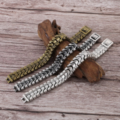 Fashion Punk Style Men Fine 316L Stainless Steel Retro Fish Bone Chain Bracelets
