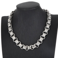 Fashion Cool Men Women Retro 316L Stainless Steel Link Retro Charms Chain Choker Necklace Jewelry