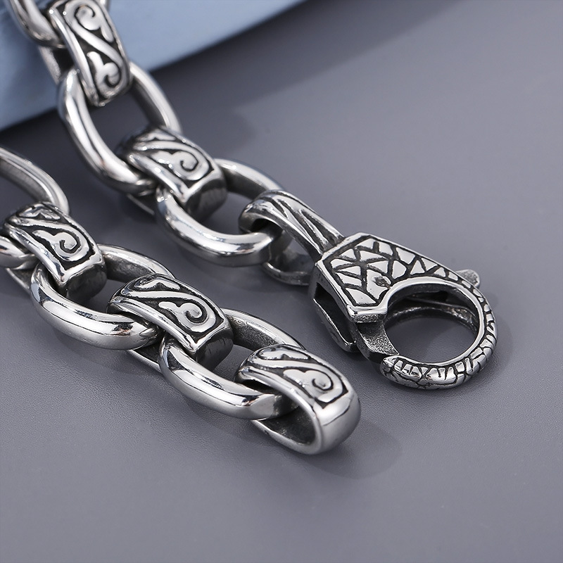 Fashion Punk Style Men Fine 316L Stainless Steel Retro Totem Charms Chain Bracelets