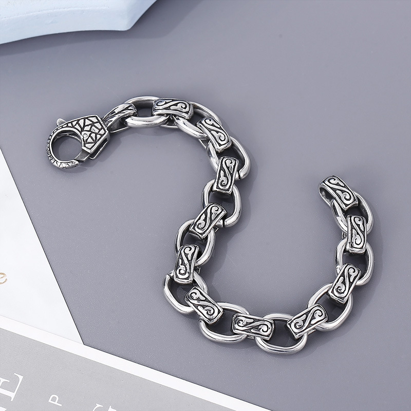 Fashion Punk Style Men Fine 316L Stainless Steel Retro Totem Charms Chain Bracelets