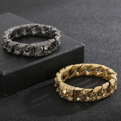High Quality Cool Men Fine 316L Stainless Steel Link Retro Skulls Thick Chain Bracelets For Men