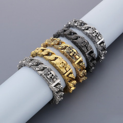 High Quality Cool Men Fine 316L Stainless Steel Link Retro Skulls Thick Chain Bracelets For Men