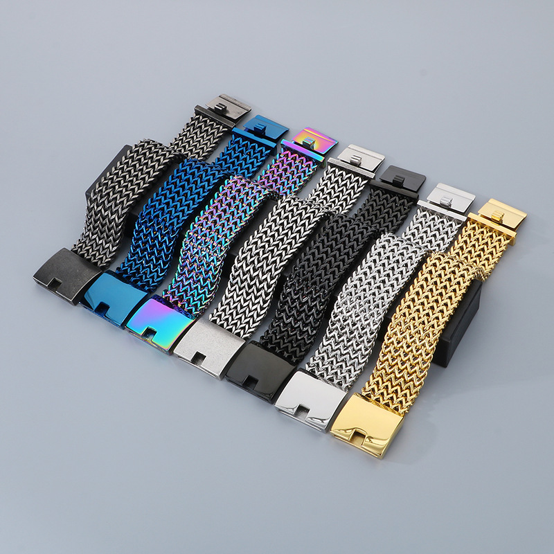 Fashion Punk Style Men Fine 316L Stainless Steel Link Wide Mesh Chain Bracelets