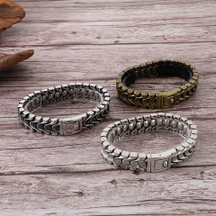 Fashion Punk Style Men Fine 316L Stainless Steel Retro Fish Bone Chain Bracelets