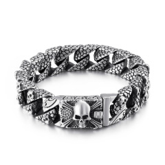 High Quality Cool Men Fine 316L Stainless Steel Link Retro Skulls Thick Chain Bracelets For Men