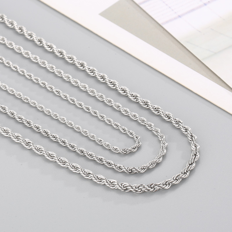 Fashion Men Women Stainless Steel Link Twist Chain Necklaces