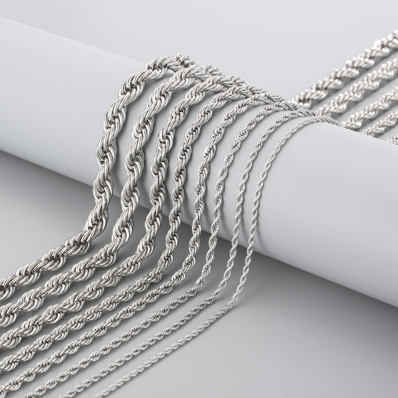 Fashion Men Women Stainless Steel Link Twist Chain Necklaces