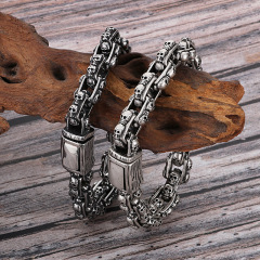 Fashion High Quality Cool Men 316L Fine Stainless Steel Link Retro Black Skulls Chain Bracelets