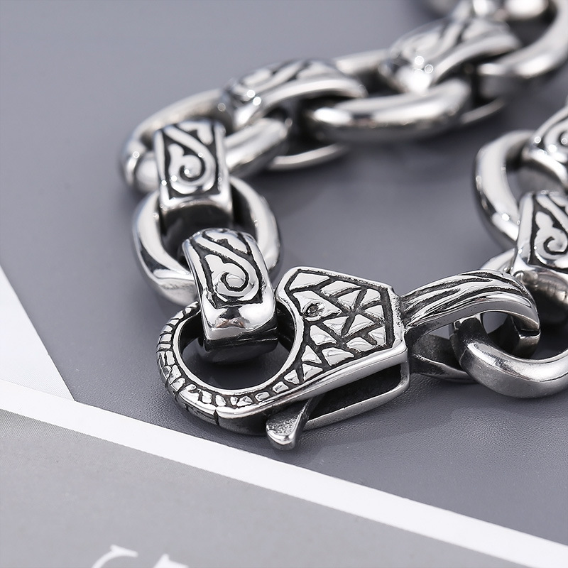 Fashion Punk Style Men Fine 316L Stainless Steel Retro Totem Charms Chain Bracelets