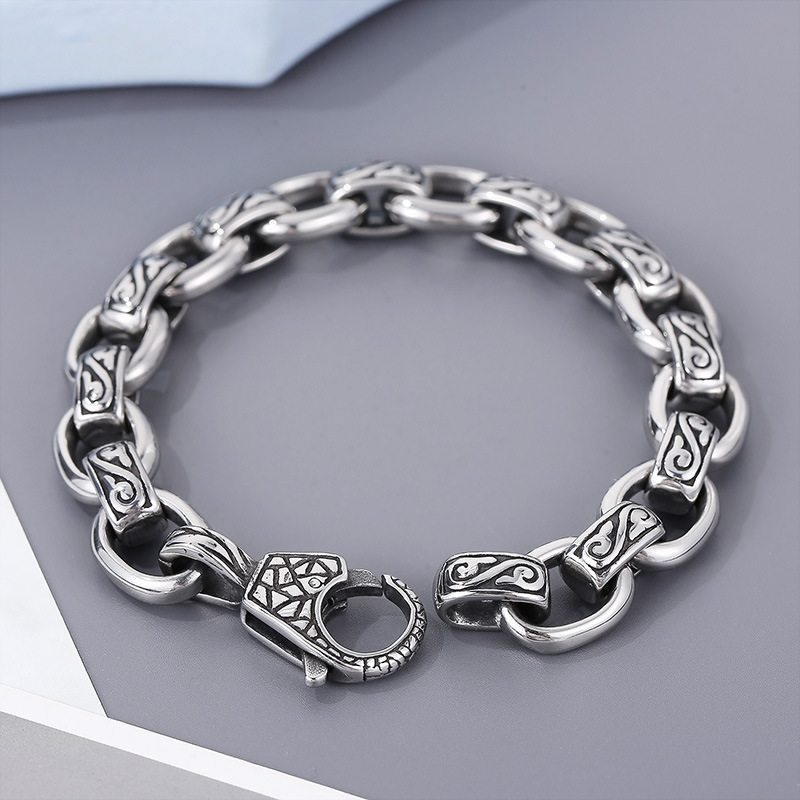 Fashion Punk Style Men Fine 316L Stainless Steel Retro Totem Charms Chain Bracelets