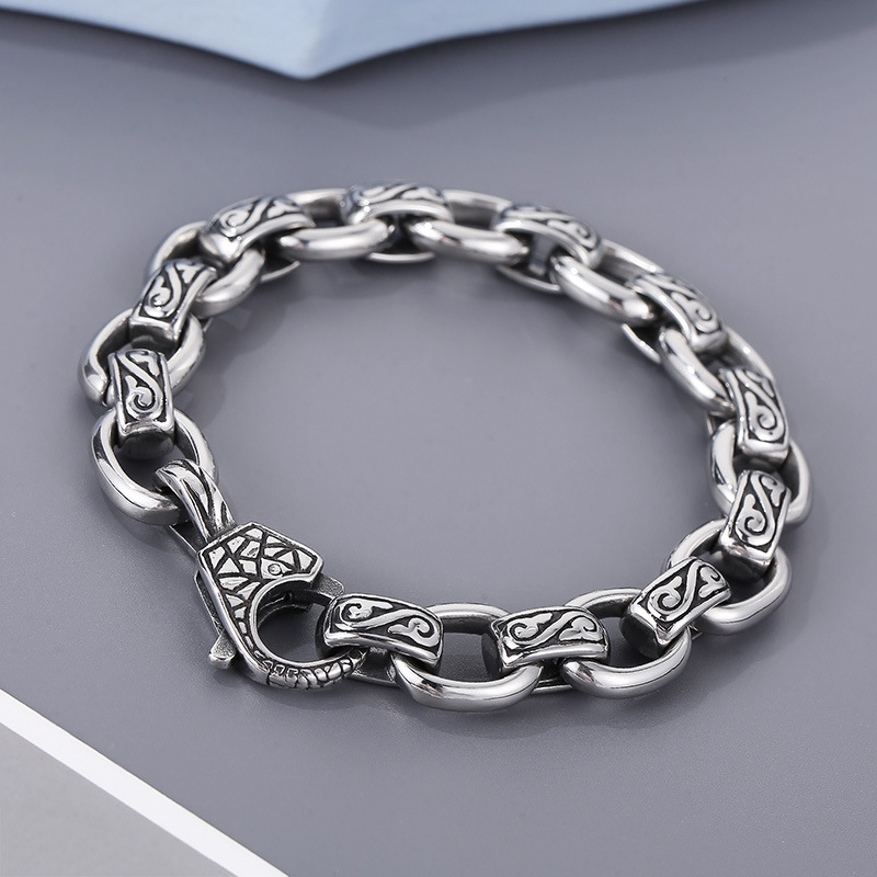 Fashion Punk Style Men Fine 316L Stainless Steel Retro Totem Charms Chain Bracelets