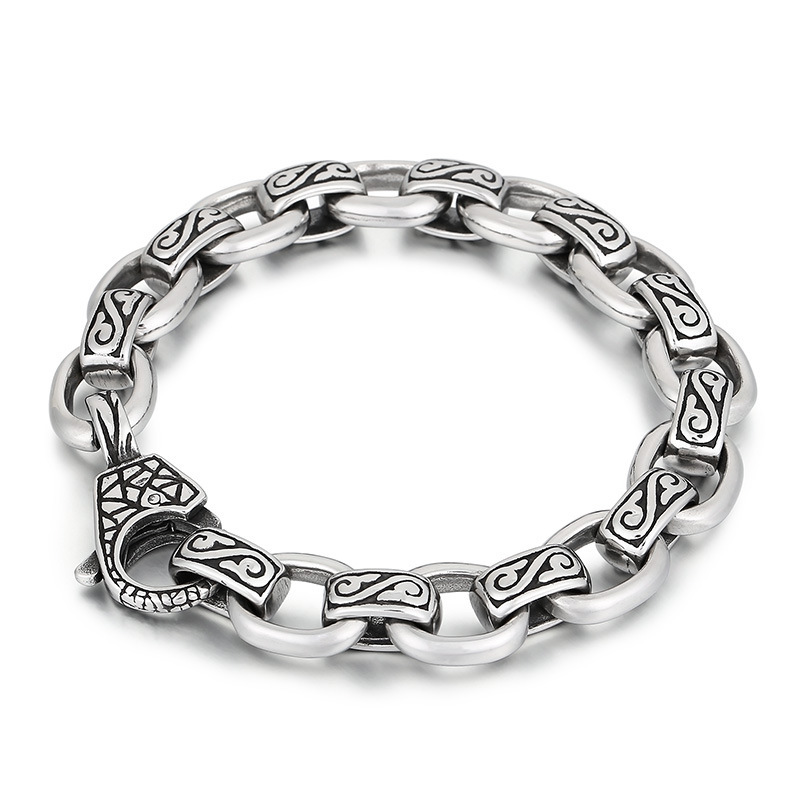 Fashion Punk Style Men Fine 316L Stainless Steel Retro Totem Charms Chain Bracelets