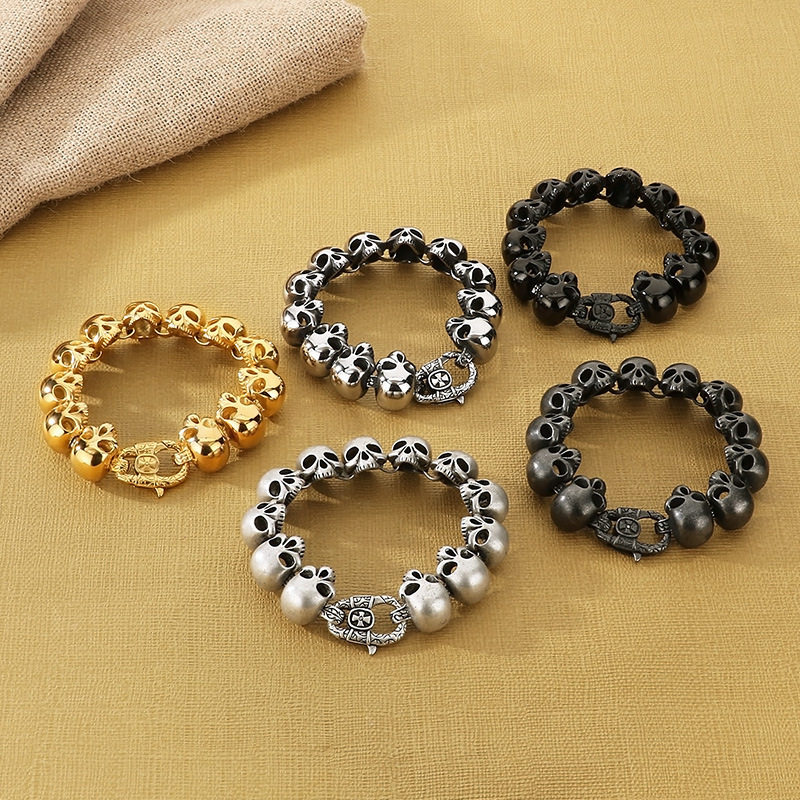 Fashion Punk Style Men Fine 316L Stainless Steel Retro Luck Charms Chain Bracelets