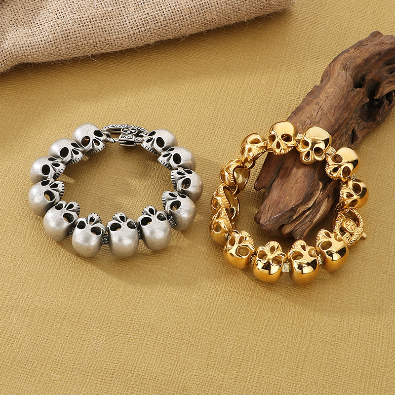 Fashion Punk Style Men Fine 316L Stainless Steel Retro Luck Charms Chain Bracelets