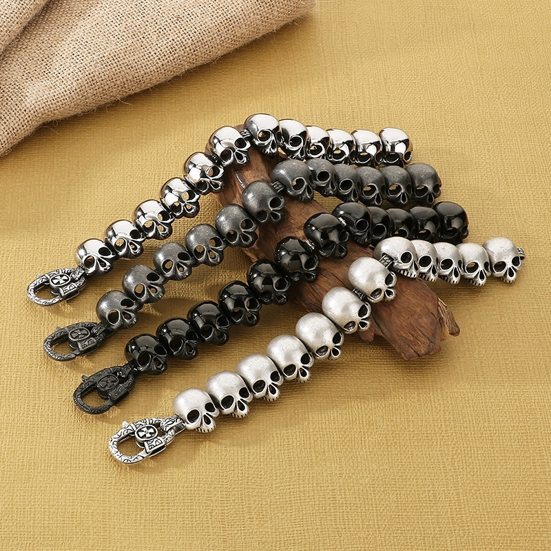 Fashion Punk Style Men Fine 316L Stainless Steel Retro Luck Charms Chain Bracelets