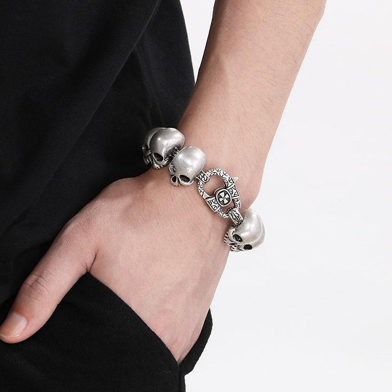 Fashion Punk Style Men Fine 316L Stainless Steel Retro Luck Charms Chain Bracelets