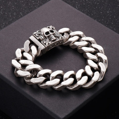 2026 New Fashion Cool Men Fine 316L Stainless Steel Retro Skull Charms Chain Bracelets