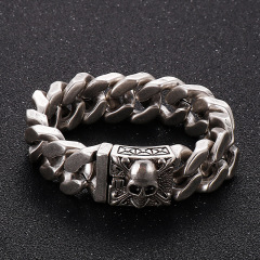 2026 New Fashion Cool Men Fine 316L Stainless Steel Retro Skull Charms Chain Bracelets