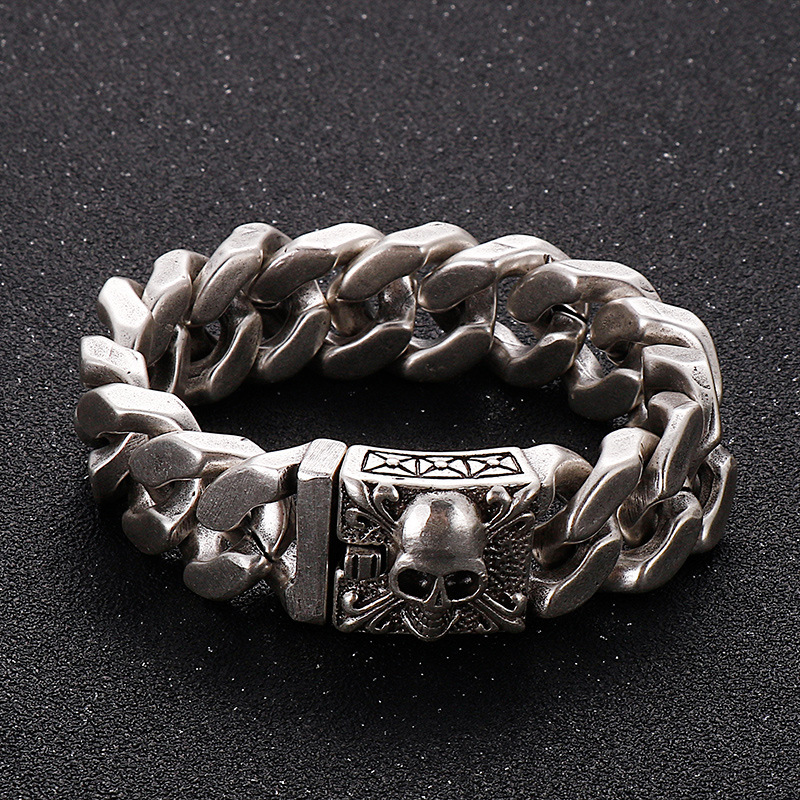 2026 New Fashion Cool Men Fine 316L Stainless Steel Retro Skull Charms Chain Bracelets
