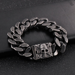 2026 New Fashion Cool Men Fine 316L Stainless Steel Retro Skull Charms Chain Bracelets