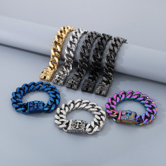 2026 New Fashion Cool Men Fine 316L Stainless Steel Retro Skull Charms Chain Bracelets