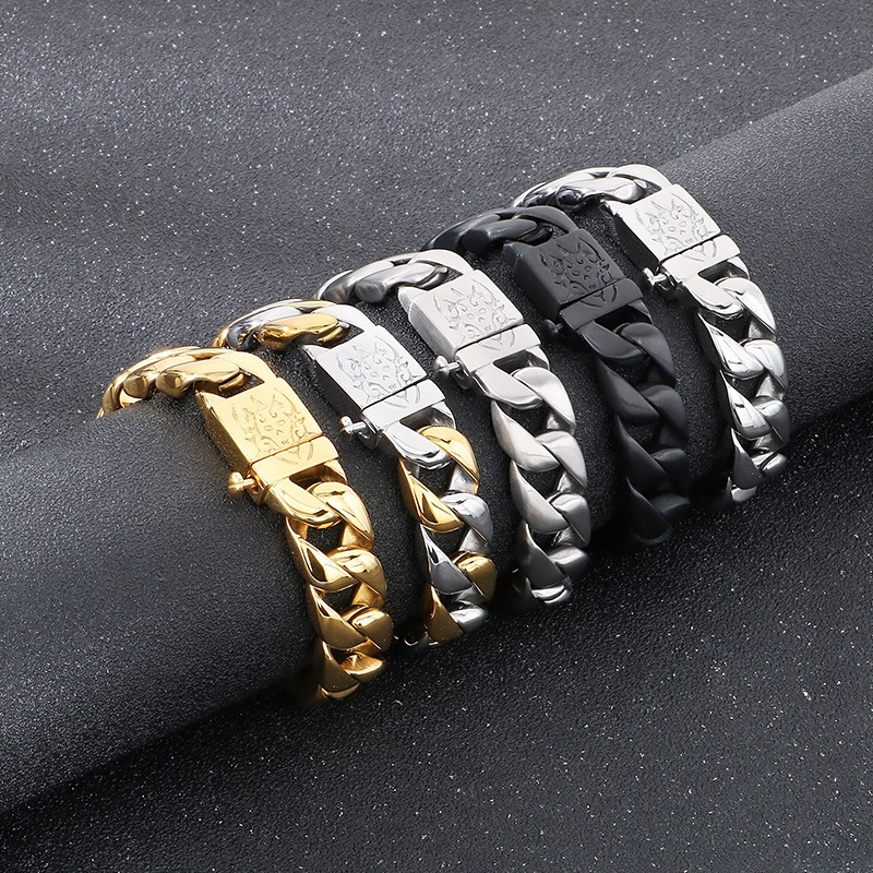 2026 New Arrival Punk Cool Men Fine 316L Stainless Steel Retro Dragon Charms Chain Bracelets