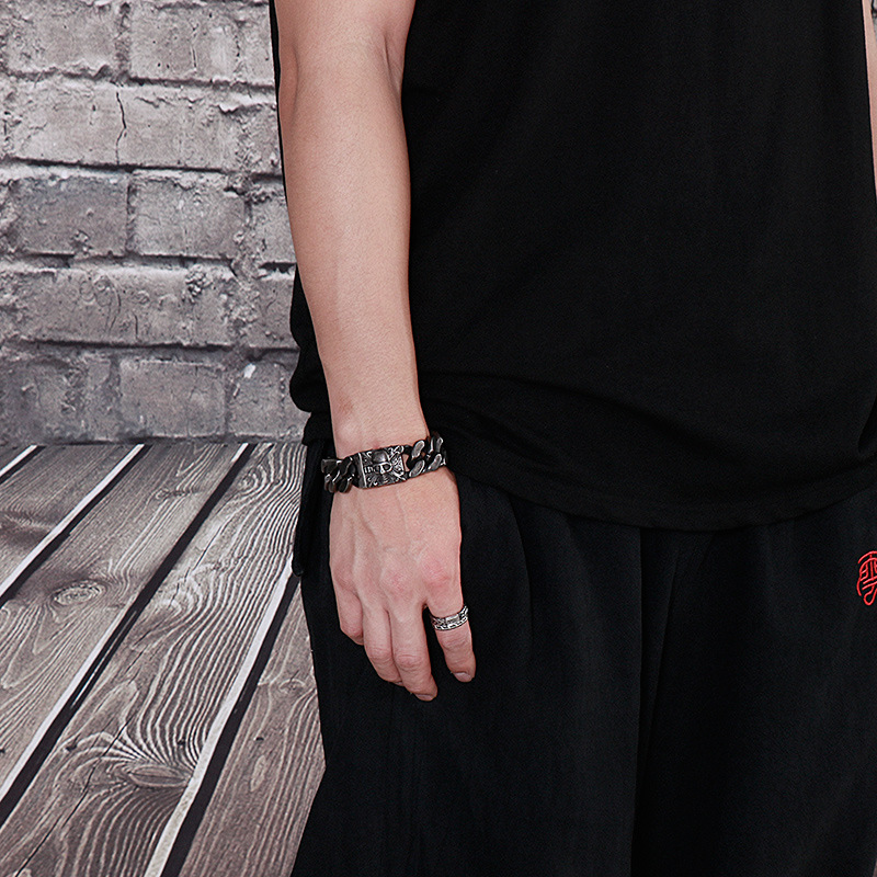 2026 New Fashion Cool Men Fine 316L Stainless Steel Retro Skull Charms Chain Bracelets