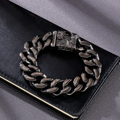 2026 New Fashion Cool Men Fine 316L Stainless Steel Retro Skull Charms Chain Bracelets