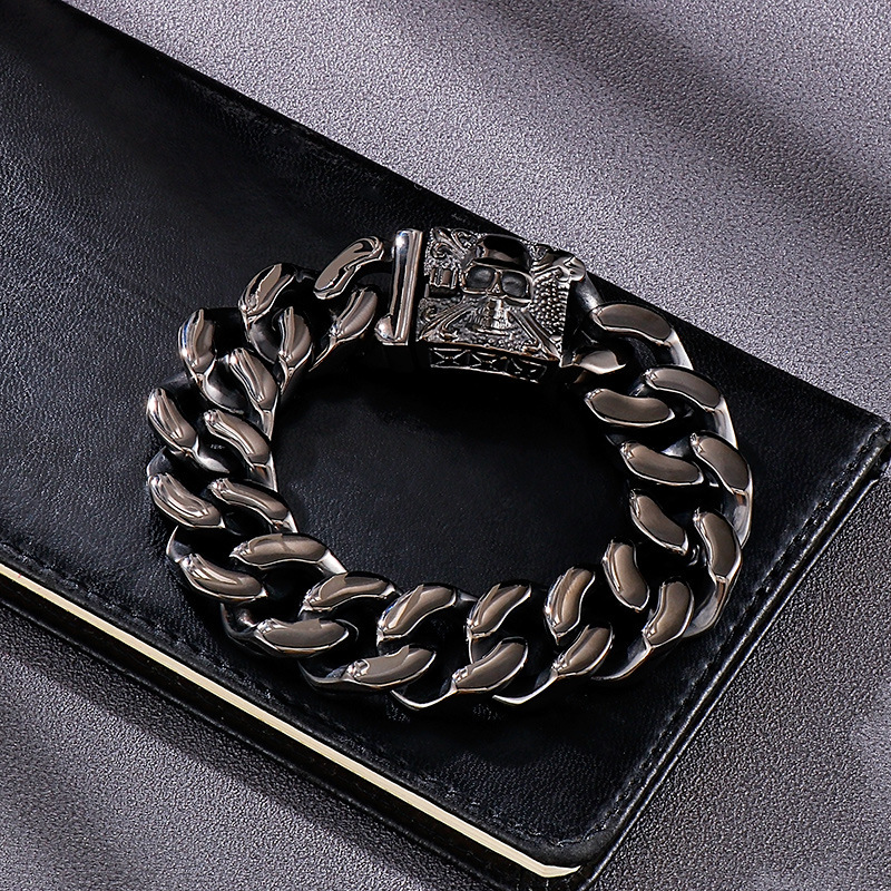 2026 New Fashion Cool Men Fine 316L Stainless Steel Retro Skull Charms Chain Bracelets