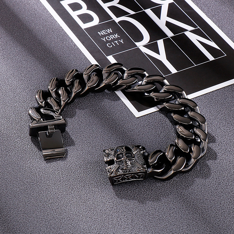 2026 New Fashion Cool Men Fine 316L Stainless Steel Retro Skull Charms Chain Bracelets
