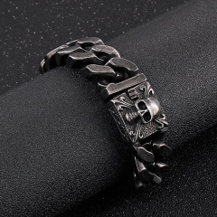 2026 New Fashion Cool Men Fine 316L Stainless Steel Retro Skull Charms Chain Bracelets