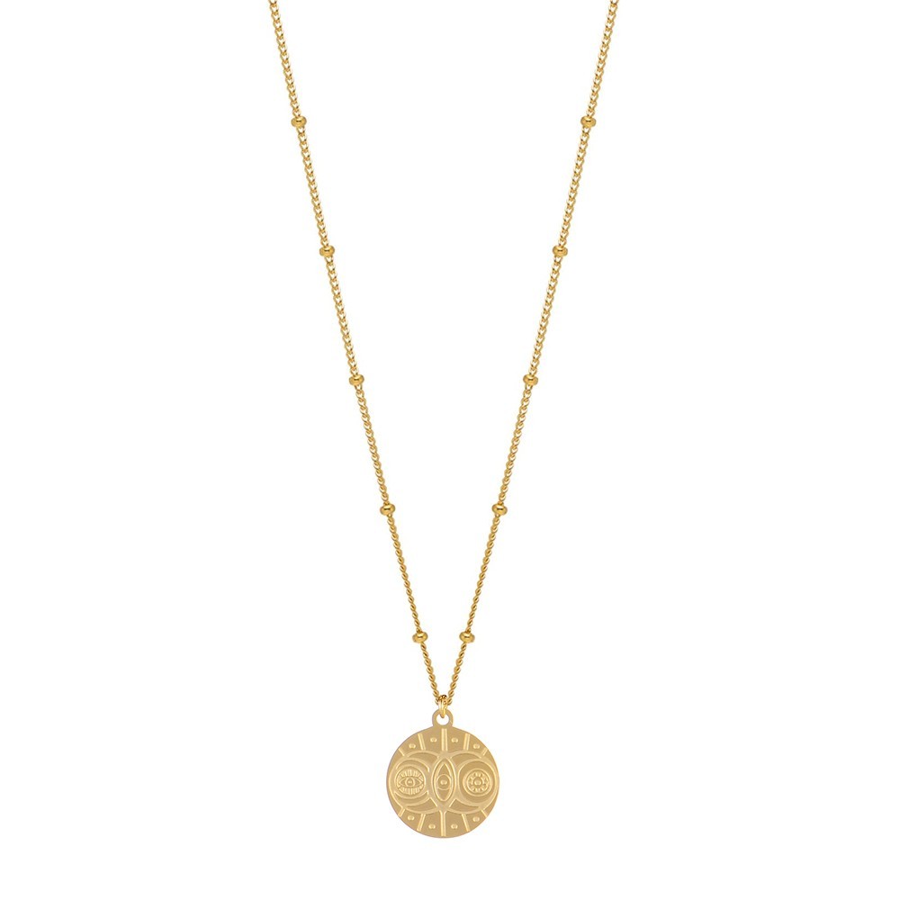 All seeing eye and sun with moon mysteric medallion necklace