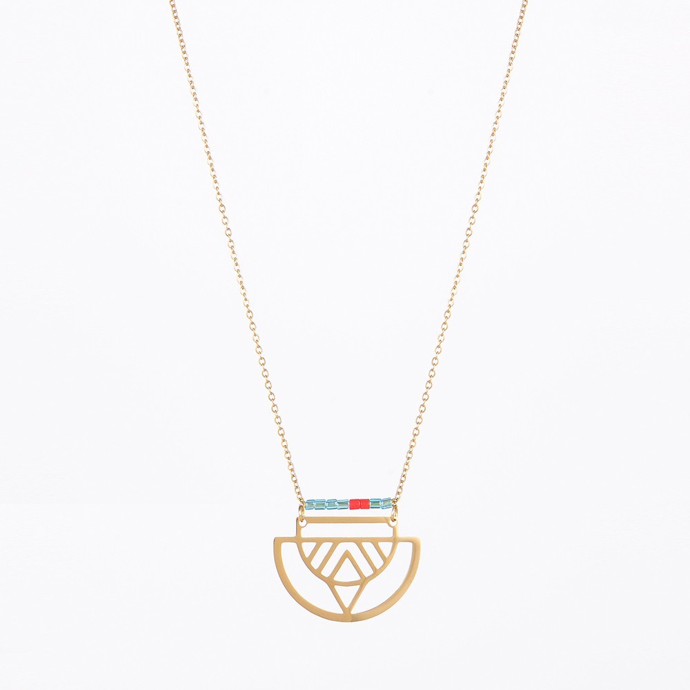 Stainless steel ethnic pattern with Miyuki bead necklace