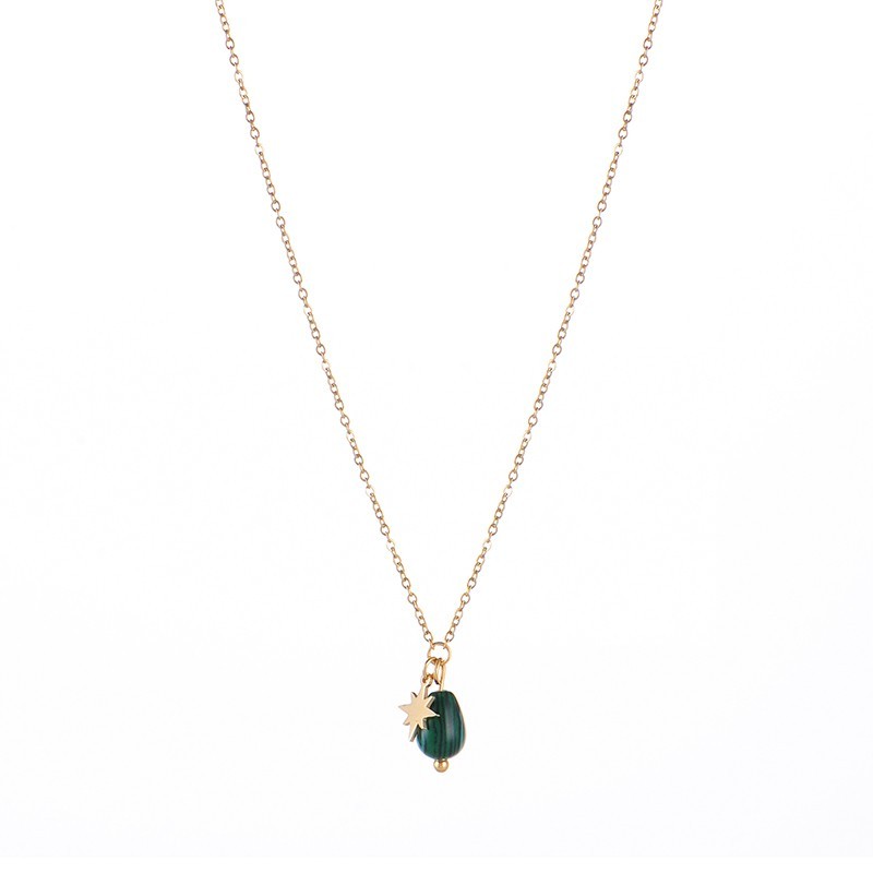 Tiny compass star charm and machnite drop necklace