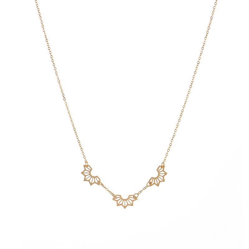 Stainless steel Triple Semi ethnic sun necklace