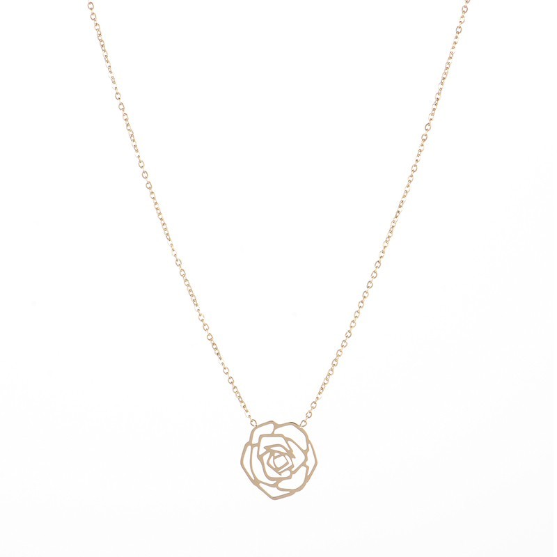 Geometric rose flower pendant choker necklace