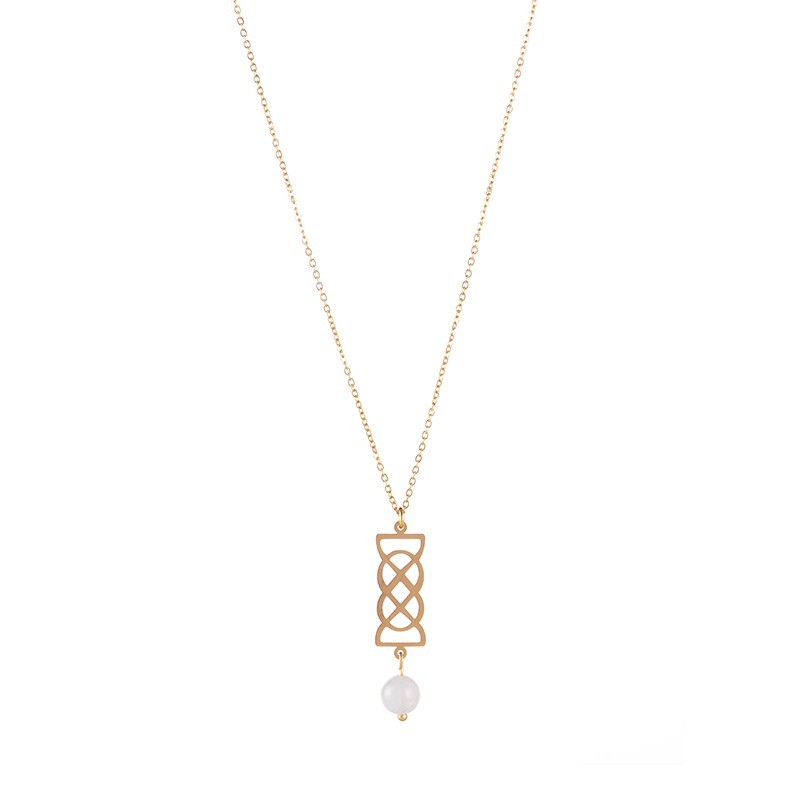 Infinity knot pendant with moon stone drop necklace