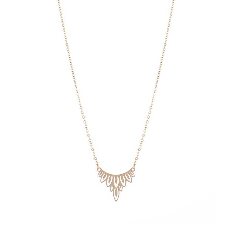 Feather clusters necklace in 14k IP gold plating steel