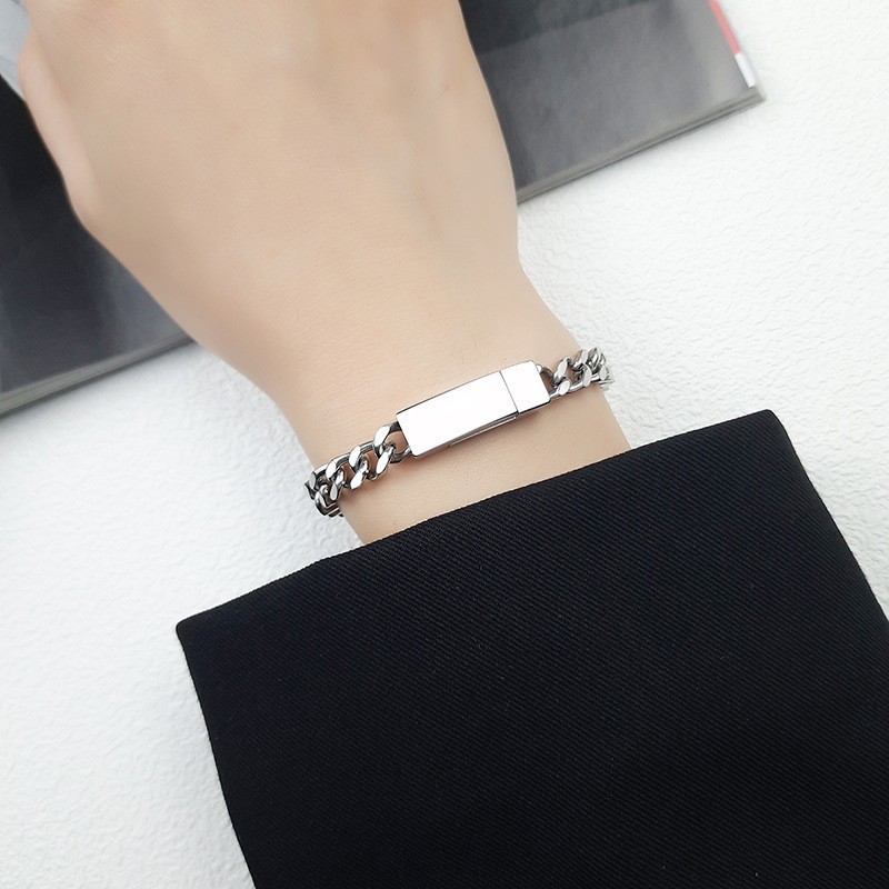 Gold plated chunky curb chain bracelet with magnet buckle B-872